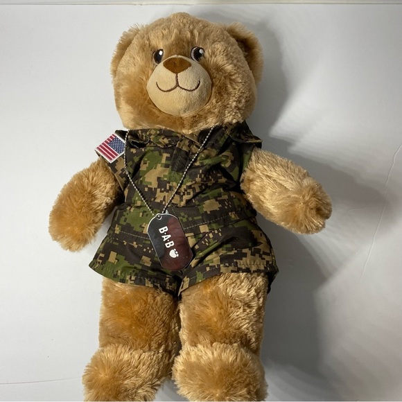 Build A Bear Lil Brownie Cub Brown Teddy Bear Stuffed Animal in Military Outfit - Picture 2 of 9